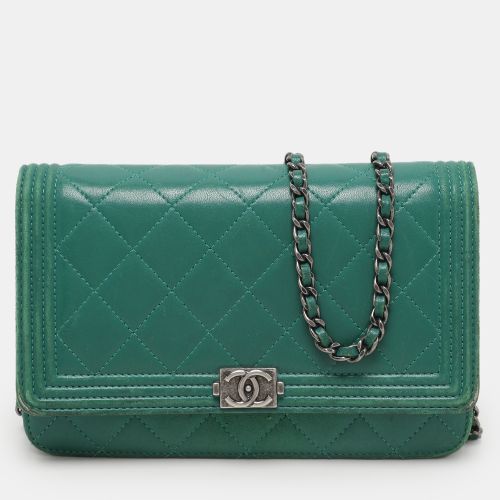 Quilted Leather Boy Wallet On Chain - Chanel - Modalova
