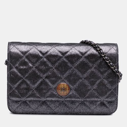 Quilted Iridescent Lambskin Tartan Button Wallet On Chain - Chanel - Modalova
