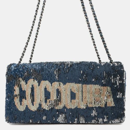Coco Cuba Navy Silver Sequins Leather Chain Shoulder Bag - Chanel - Modalova