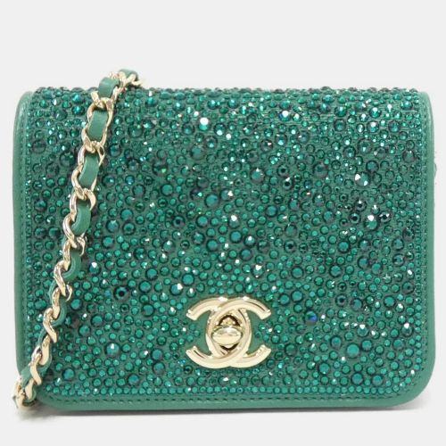 Chanel Green Leather Chain Clutch - Chanel - Modalova