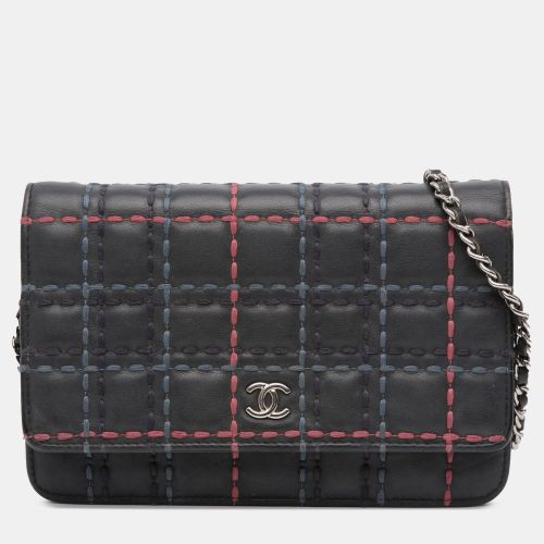 CC Square Stitched Calfskin Wallet on Chain - Chanel - Modalova