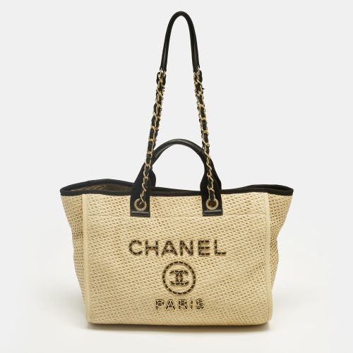 Black Raffia and Leather Large Deauville Bag - Chanel - Modalova