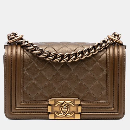Small Quilted Metallic Calfskin Boy Flap - Chanel - Modalova