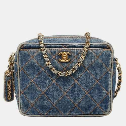 Coco Mark Matelasse Chain Shoulder Bag In Indigo Denim - Chanel - Modalova