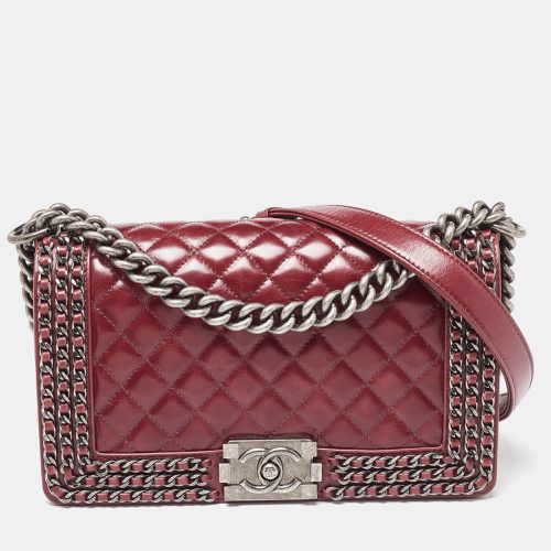 Quilted Leather Medium Interlaced Chained Boy Flap Bag - Chanel - Modalova