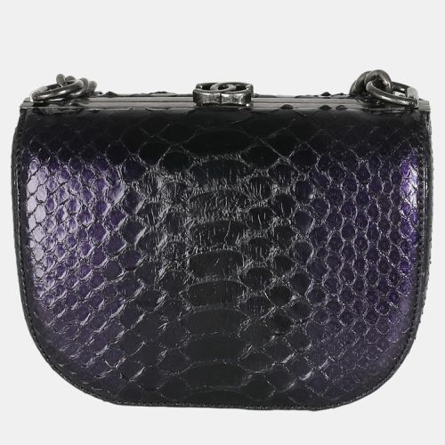 Navy Iridescent Python Paris Edinburgh Boy Box Clutch - Chanel - Modalova