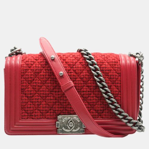 Quilted Tweed Lambskin Old Medium Boy Bag - Chanel - Modalova