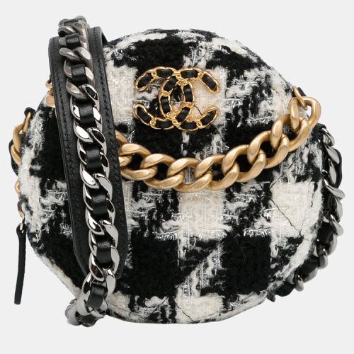 White Tweed 19 Round Clutch with Chain - Chanel - Modalova