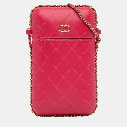 CC Quilted Calfskin Chain Around Phone Holder - Chanel - Modalova