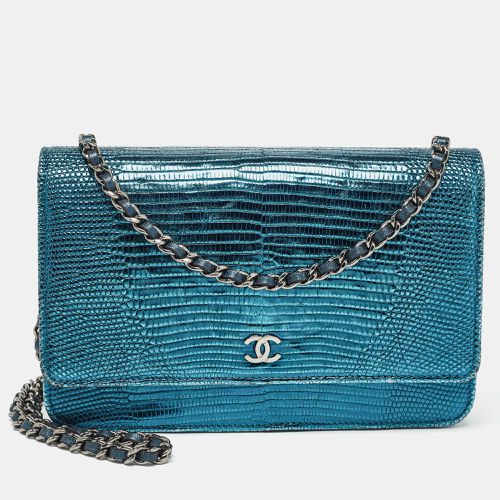 Teal Lizard CC Classic Wallet on Chain - Chanel - Modalova