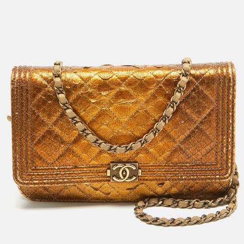 Quilted Python Boy Wallet on Chain - Chanel - Modalova