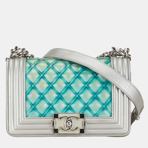 Silver Metallic Leather Classic Small Water Boy Bag - Chanel - Modalova