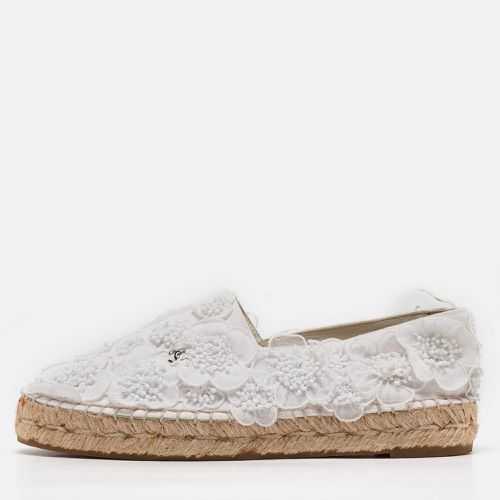 Canvas CC Camellia Applique Espadrille Flats Size 36 - Chanel - Modalova