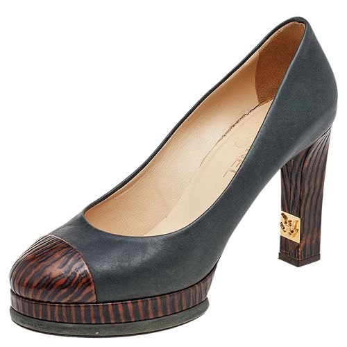 Brown Leather Cap Toe Platform Pumps Size 40 - Chanel - Modalova