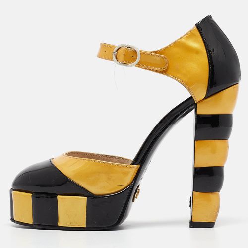 Yellow Patent Leather Platform Ankle Strap Pumps Size 37.5 - Chanel - Modalova