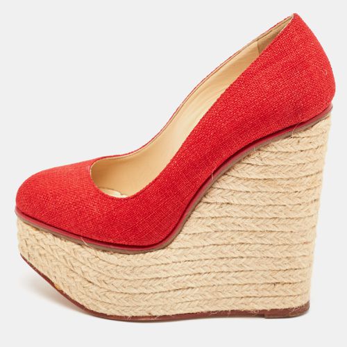 Canvas Carmen Espadrille Platform Wedge Pumps Size 34 - Charlotte Olympia - Modalova