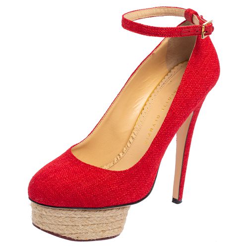 Canvas Dolores Ankle Strap Platform Pumps Size 38 - Charlotte Olympia - Modalova