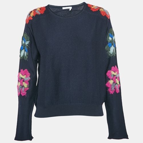 Floral Embroidery Wool Sweater M - Chloe - Modalova