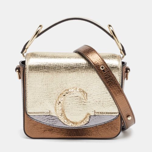 Metallic Leather Mini C Top Handle Bag - Chloe - Modalova