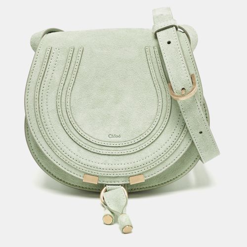 Light Suede and Leather Small Marcie Saddle Bag - Chloe - Modalova