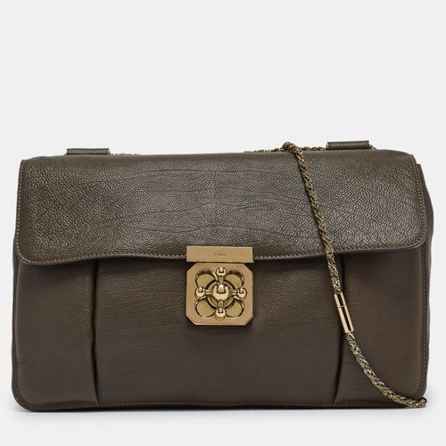 Olive Leather Large Elsie Shoulder Bag - Chloe - Modalova