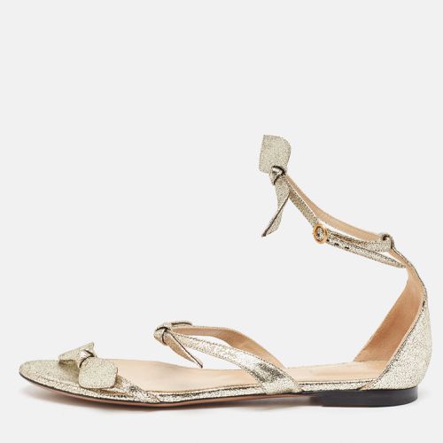 Gold Texture Leather Flat Sandals Size 38 - Chloe - Modalova