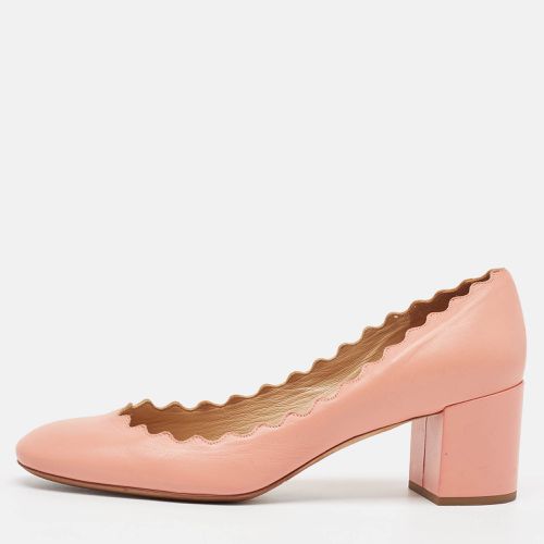 Leather Laurena Scalloped Block Heel Pumps Size 37 - Chloe - Modalova