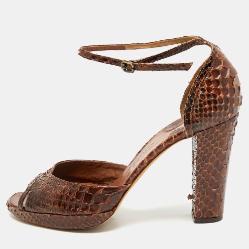 Dark Python Ankle Strap Sandals Size 40 - Chloe - Modalova