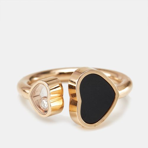 Happy Hearts Onyx Diamond 18k Rose Ring Size 51 - Chopard - Modalova