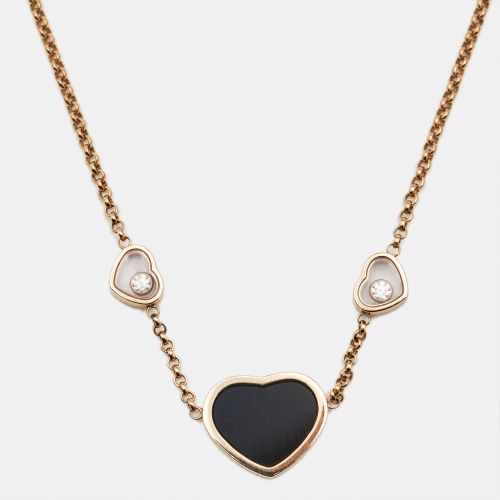 Happy Hearts Onyx Diamonds 18k Rose Necklace - Chopard - Modalova