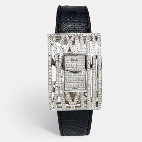 Diamond Pave 18K White Gold Snakeskin Leather Montres Dame XL 137130 Women's Wristwatch 36 mm - Chopard - Modalova