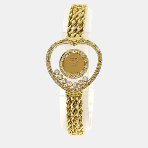 Champagne 18k Yellow Diamond Happy Diamonds 4502 Quartz Women's Wristwatch 27 mm - Chopard - Modalova