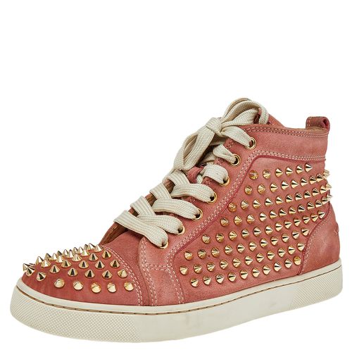 Peach Nubuck Spike Embellished Louis Orlato Mid Top Sneakers Size 38 - Christian Louboutin - Modalova