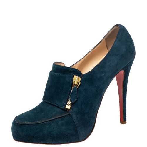 Teal Suede Loafer Booties Size 39 - Christian Louboutin - Modalova