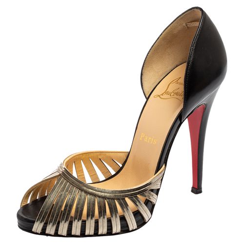 Gold Leather and Metal Corpus Peep-Toe Pumps Size 37 - Christian Louboutin - Modalova