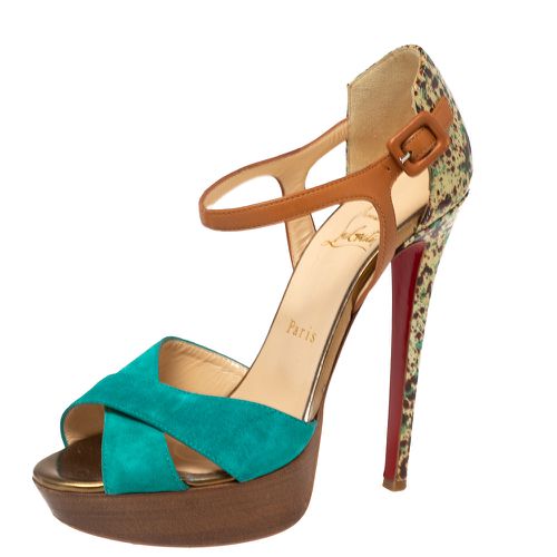 Suede And Leather Ankle Strap Platform Sandals Size 37 - Christian Louboutin - Modalova