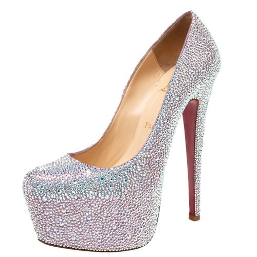 Silver Crystal Embellished Suede Daffodile Platform Pumps Size 37 - Christian Louboutin - Modalova