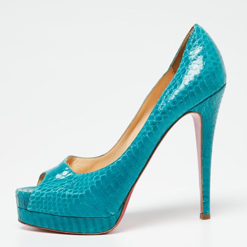 Turquoise Python Leather Altadama Peep-Toe Pumps Size 39.5 - Christian Louboutin - Modalova