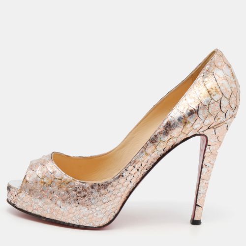 Rose Gold Python Very Prive Peep Toe Pumps Size 38.5 - Christian Louboutin - Modalova