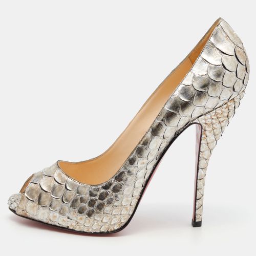 Two-Tone Python Very Prive Peep Toe Pumps Size 38 - Christian Louboutin - Modalova