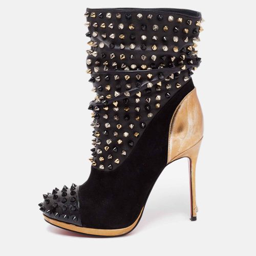 Gold Suede, Patent and Leather Spike Wars Ankle Booties Size 35.5 - Christian Louboutin - Modalova