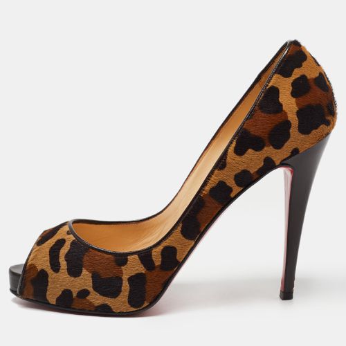 Leopard Print Calf Hair Very Prive Peep Toe Pumps Size 40.5 - Christian Louboutin - Modalova