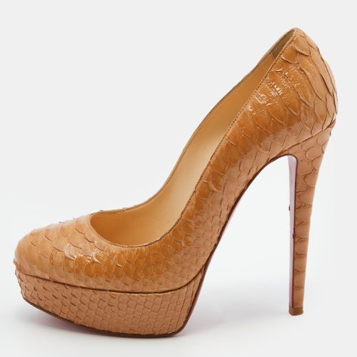 Light Python Leather Bianca Platform Pumps Size 37 - Christian Louboutin - Modalova