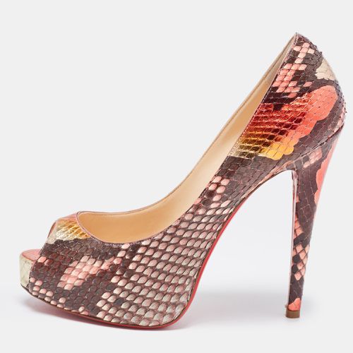 Python Leather Very Prive Peep Toe Platform Pumps Size 37 - Christian Louboutin - Modalova