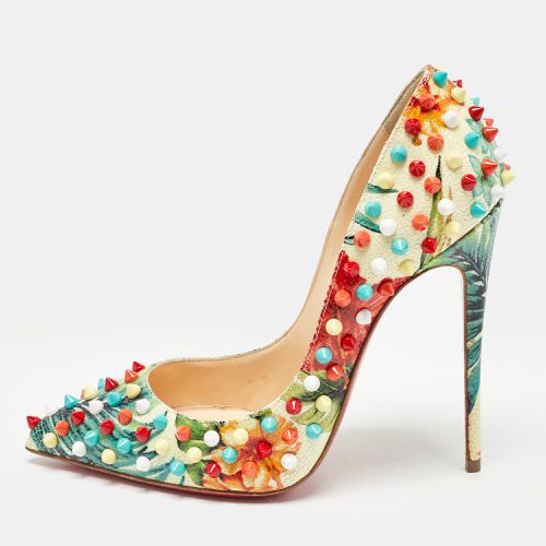 Hawaiian Print Crackled Leather Follies Spikes Pumps Size 37 - Christian Louboutin - Modalova