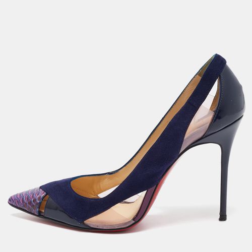 Suede and Python Leather Galata Pointed Toe Cutout Pumps Size 37.5 - Christian Louboutin - Modalova