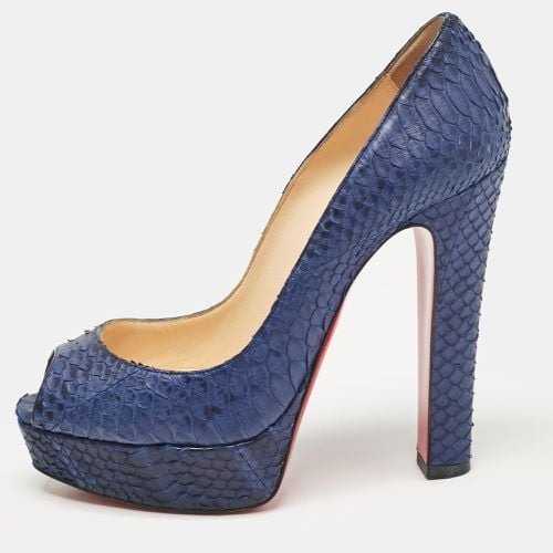 Python Leather Lady Peep Peep Toe Pumps Size 37 - Christian Louboutin - Modalova