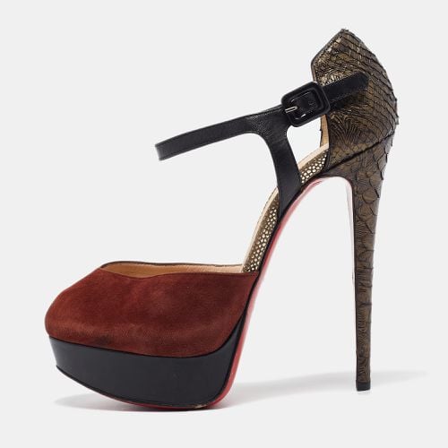 Leather Python Embossed Leather Mary Jane Pumps 37.5 - Christian Louboutin - Modalova