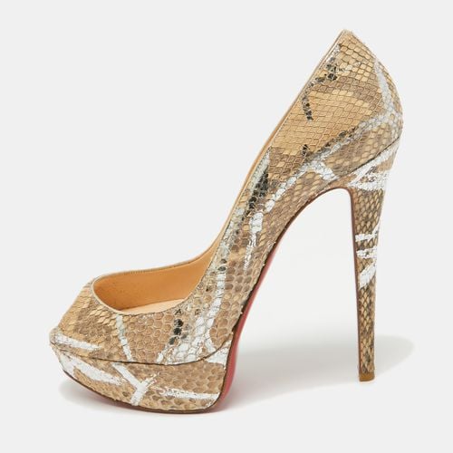 Silver Python Lady Peep Toe Pumps Size 38 - Christian Louboutin - Modalova