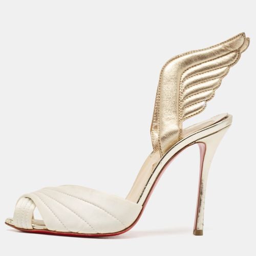 White/ Satin and Leather Samotresse Sandals Size 38 - Christian Louboutin - Modalova